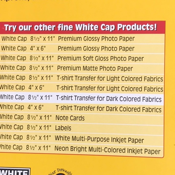 White cap t shirt transfer paper dark 12 sheets - Picture 3 of 3